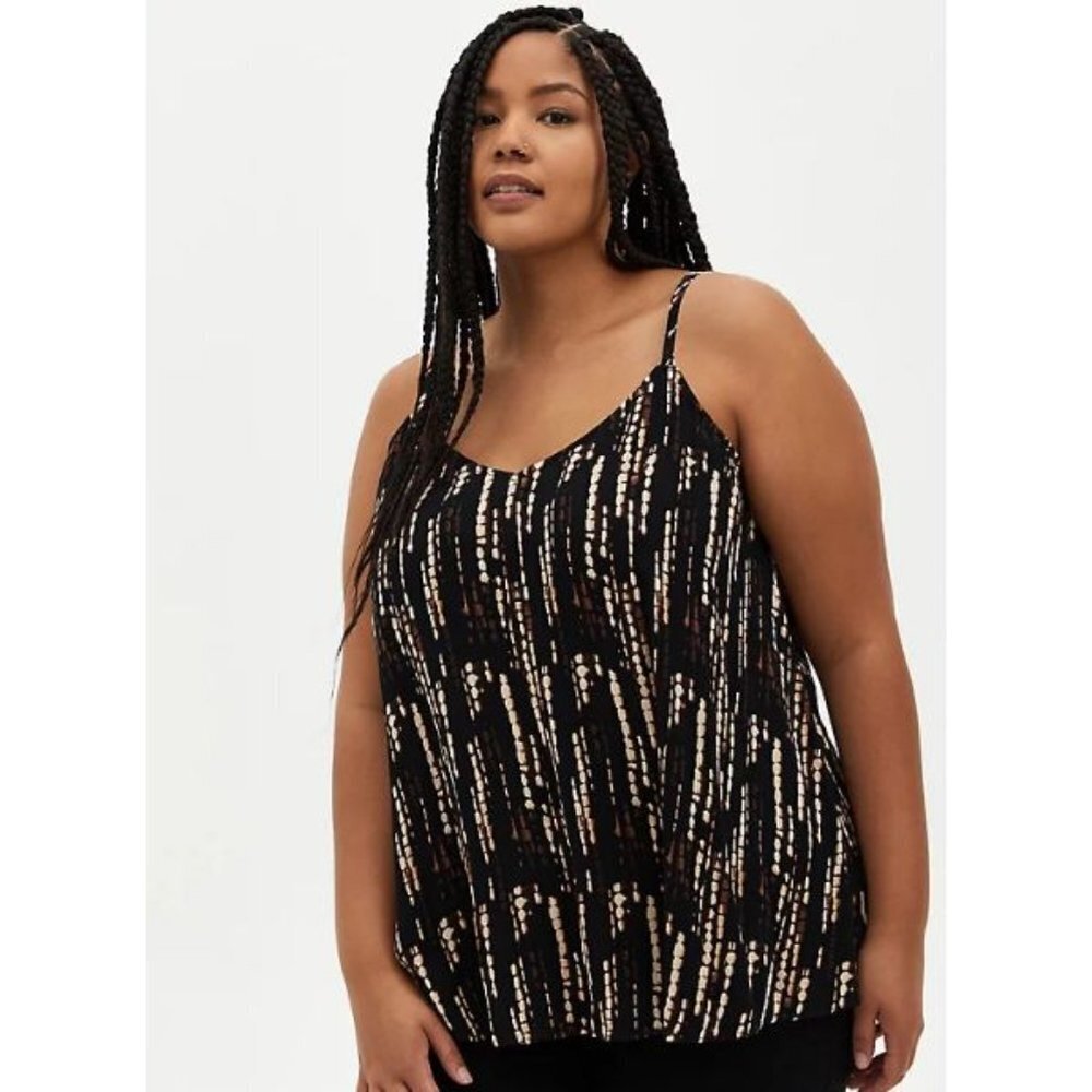 NWT Torrid Sophie Black Ikat Crinkle Gauze Cami